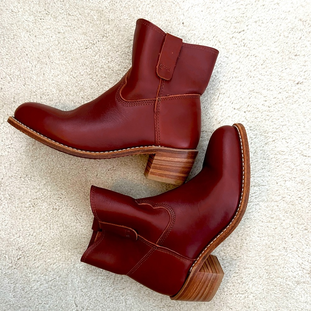 Maroon/deep red leather boots